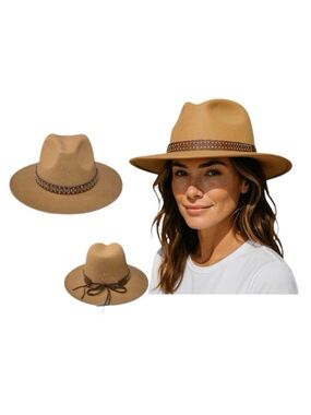 Felt Fedora Embellishment Studded Band Hat
